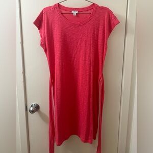 NWOT J. CREW Fuscia Pink Cotton Tie Waist Tee Shirt Dress, New